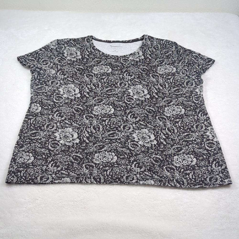 Croft & Barrow Floral Top L black white like NEW